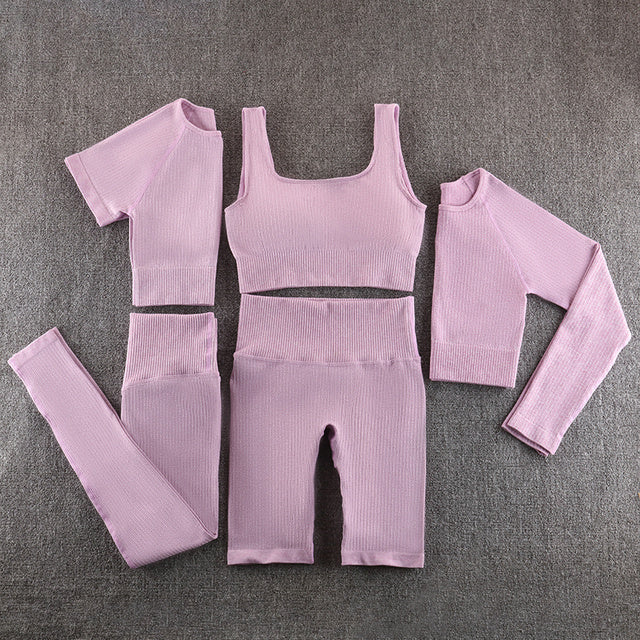 Seamless Yoga Set Breathable Nylon Spandex Quick Dry Sportswear For Women Gym Clothes All Season Size S M L