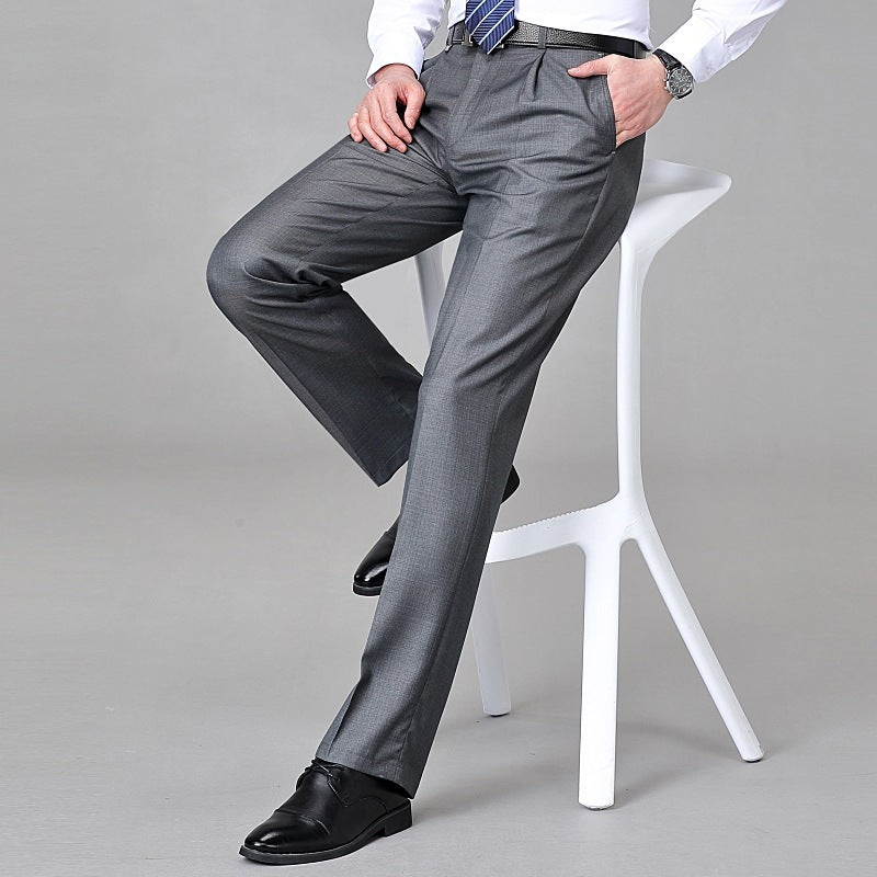 Mulberry Silk Men's Middle-aged Loose Straight Non-ironing Suit Pants