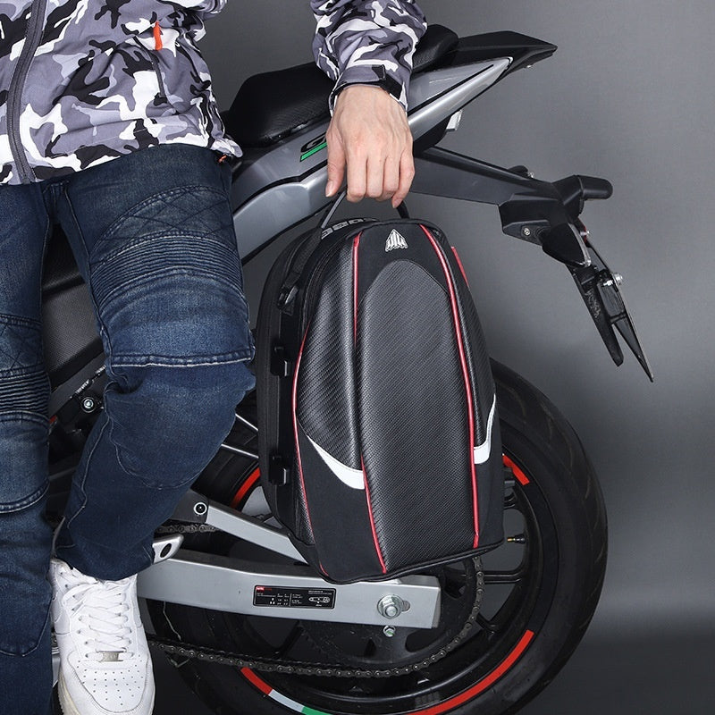 Multifunctional Motorcycle Hard Shell Rear Seat Messenger Bag EVA Oxford Cloth 37x21x17cm Red Black