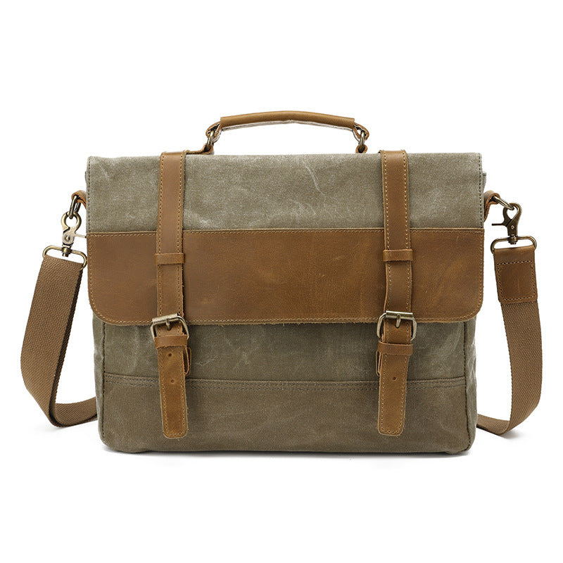 Boys Retro Postman Canvas One Shoulder Bag in Army Green Black Khaki Brown Lake Water Green