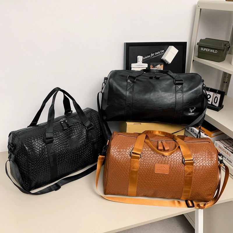 Portable Crossbody Luggage Bag One Shoulder For Short Distance Travel Large Capacity 56L 75L Waterproof PU Plaid