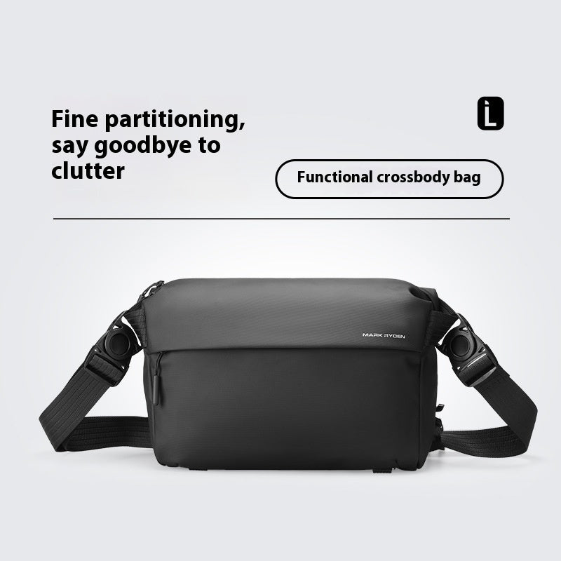 Large Capacity Cycling Messenger Bag For Men Oxford Cloth Urban Style Shoulder Bag Elegant Black