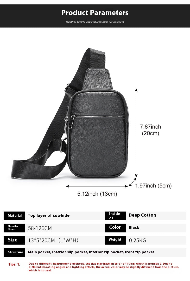High Texture Casual Genuine Leather Mens Multifunctional Outdoor Crossbody Chest Bag For Daily Use
