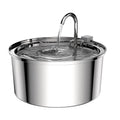 Stainless steel automatic pet water fountain bowl with two-tier basin and chrome spout