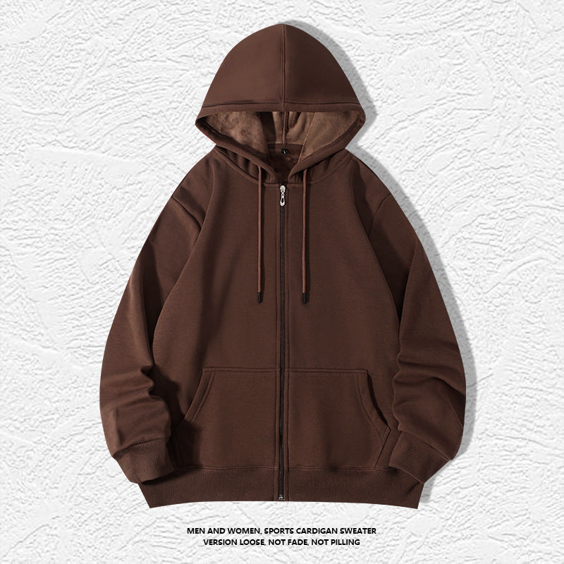 420g European And American Plus Size Zipper Hooded Sweater Men