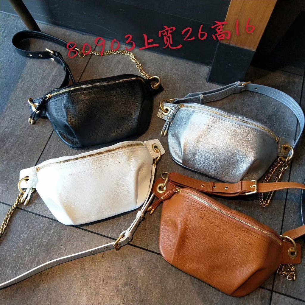 New Fashion Trendy Genuine Top Layer Cow Leather Messenger Bag With Wide Shoulder Strap For Daily Use Horizontal