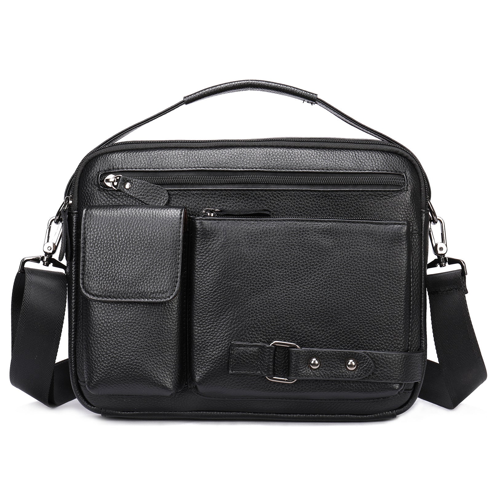 Men's High Sense Oil Wax Genuine Leather Messenger Bag For Business Travel And Daily Use