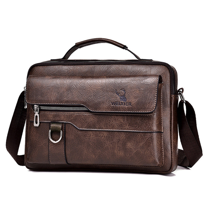 Mens Messenger Bag One Shoulder Retro PU Leather Crossbody Bag With Flap For Travel And Business
