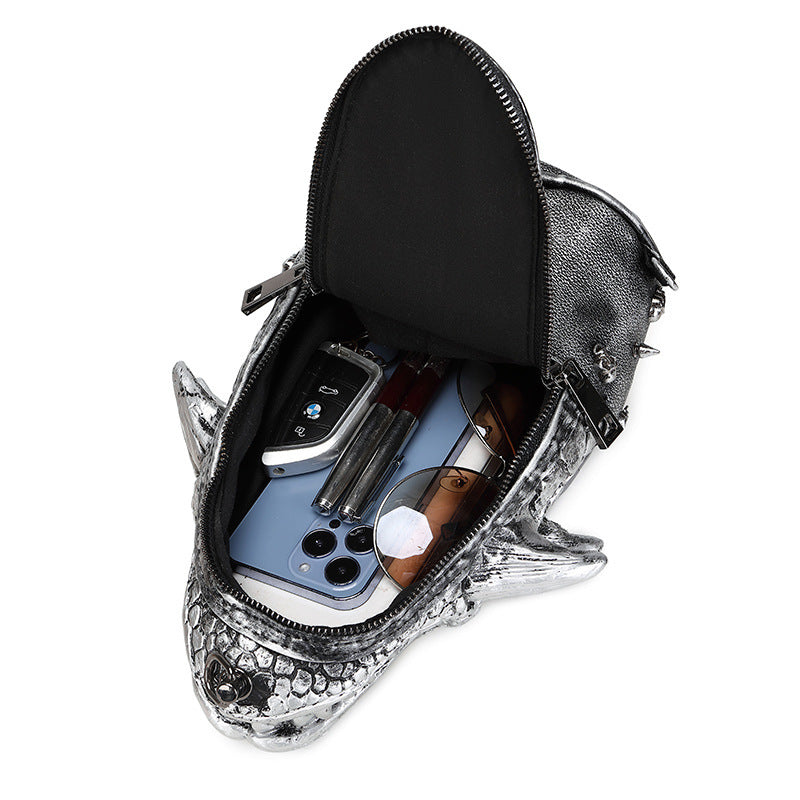 Chain Portable One Shoulder Crossbody Bag Silicone Travel Black Gold Silver European Retro Style