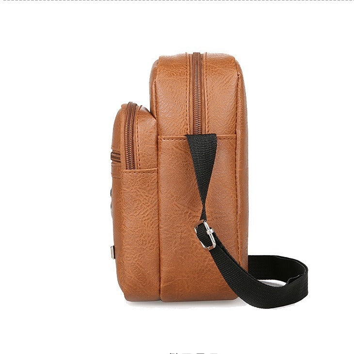 Mens PU Leather Messenger Bag Vertical Crossbody For Business Travel Casual Ultralight Waterproof