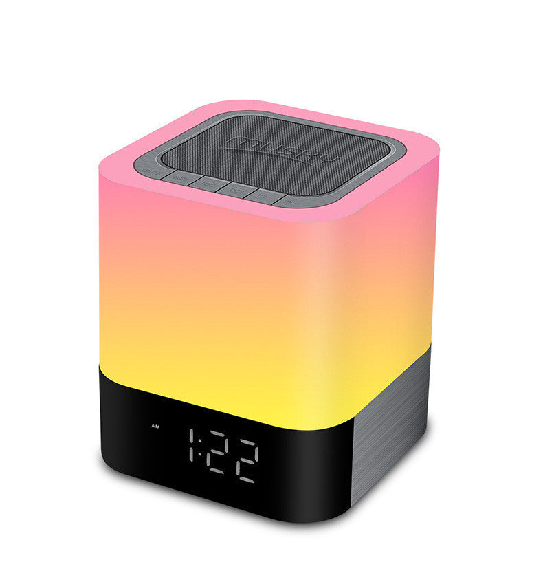 Bluetooth Speaker With LED Night Light And Clock With Alarm Function Compact Size 100 By 100 By 112 Millimeters