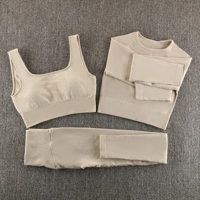 Seamless Yoga Set Breathable Nylon Spandex Quick Dry Sportswear For Women Gym Clothes All Season Size S M L