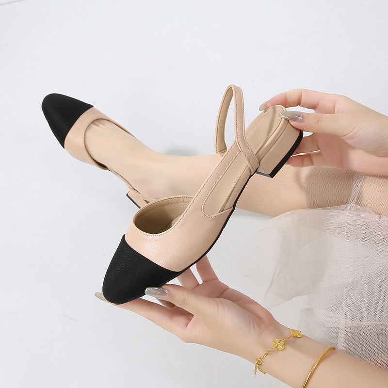 Hollow Color Matching Low Heel Sandals - Women's Small Size Summer Shoes