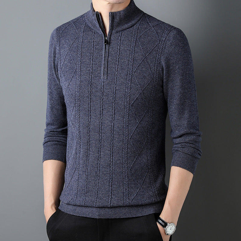 Half Zipper Thickening Thermal Head Cover Knitted Inner Match Woolen Sweater