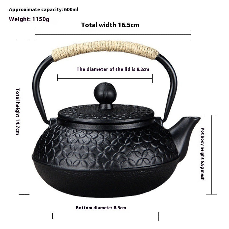 600ml Kettle Teapot With Tea Filter Assorted Designs Cast Iron Style Tea Set For Stove Top