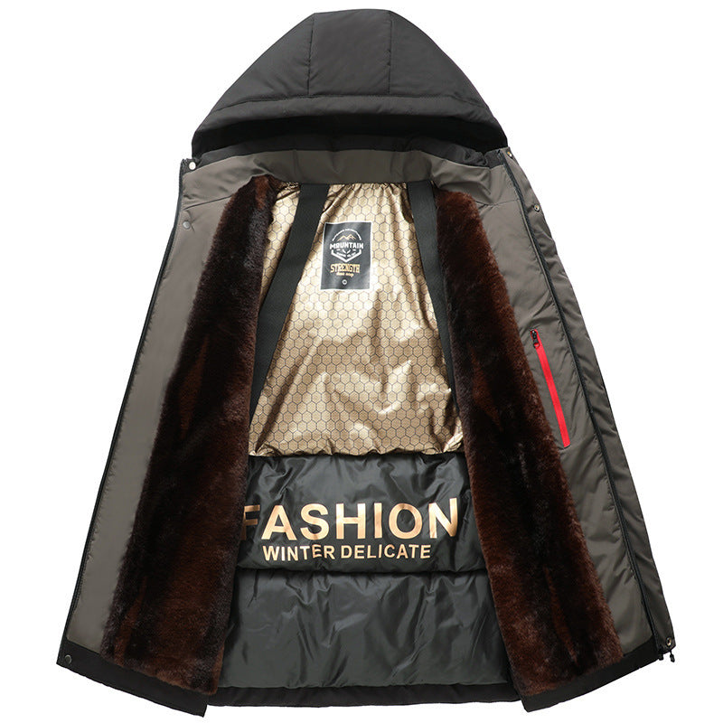 Business Casual Black And Gold Cotton-padded Coat Men's Warm Navy Blue Cotton-padded Coat