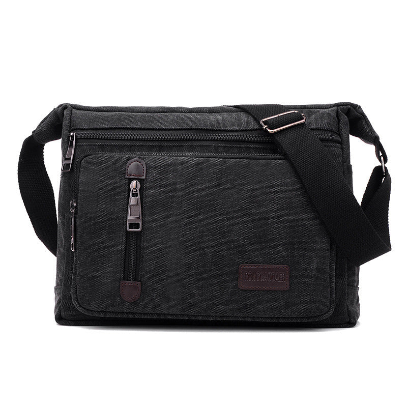 Simple Layered Retro Canvas Messenger Bag for Men Urban Style Travel Wear Resistant