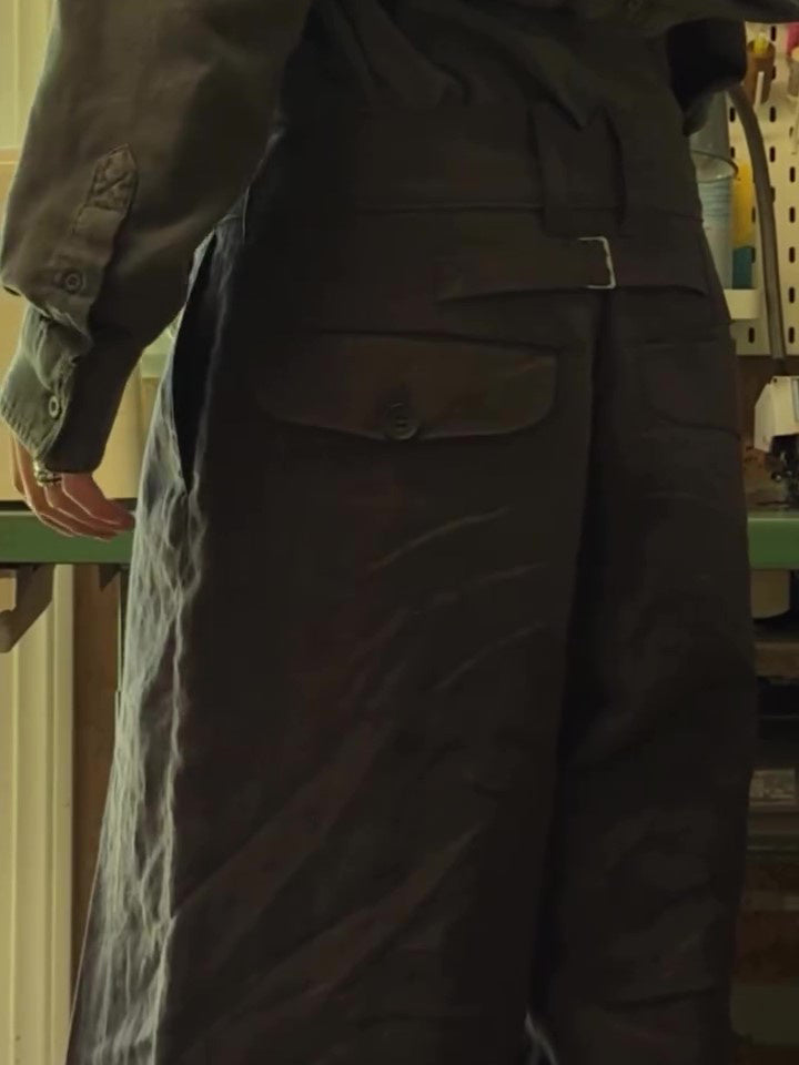 Casual Single-breasted Linen Wide-leg Pants