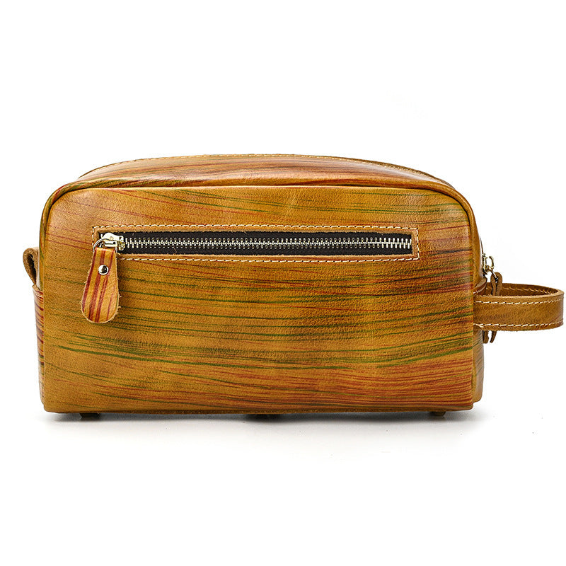 Large Capacity Vintage Top Layer Cowhide Storage Bag For Men Genuine Leather European Retro Style Daily Use