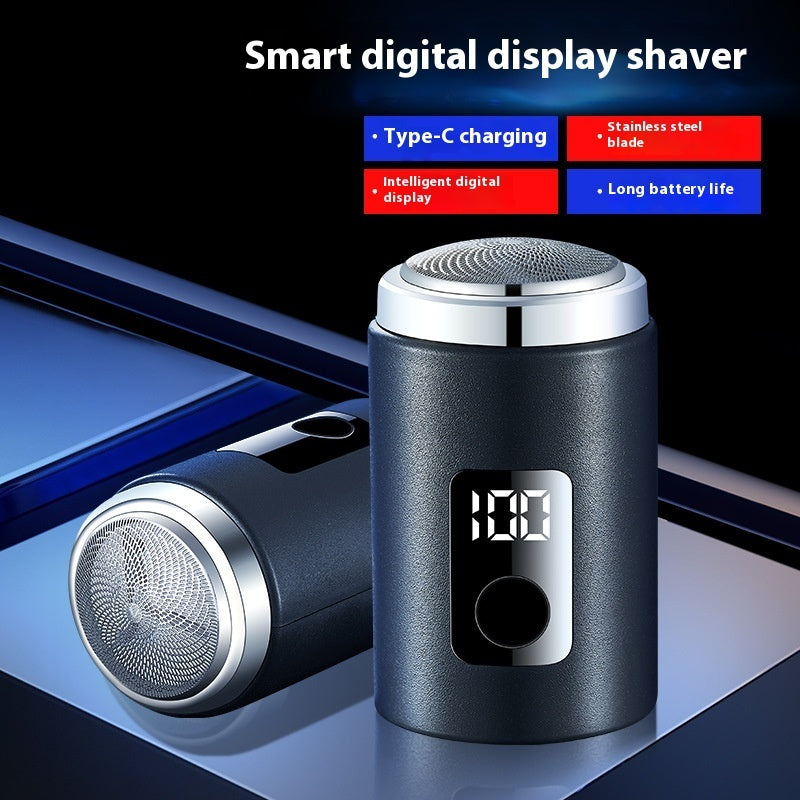 Mini Electric Shaver with Power Display - Rechargeable Men's Grooming
