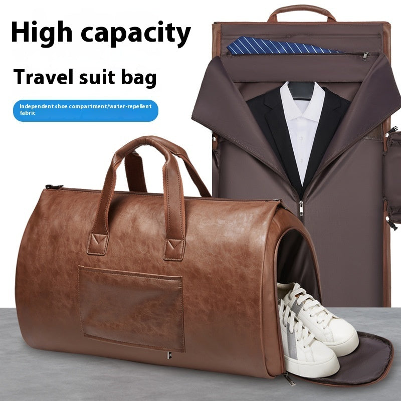 Waterproof PU Leather Travel Suit Bag For Men For Business Trips Durable European Style