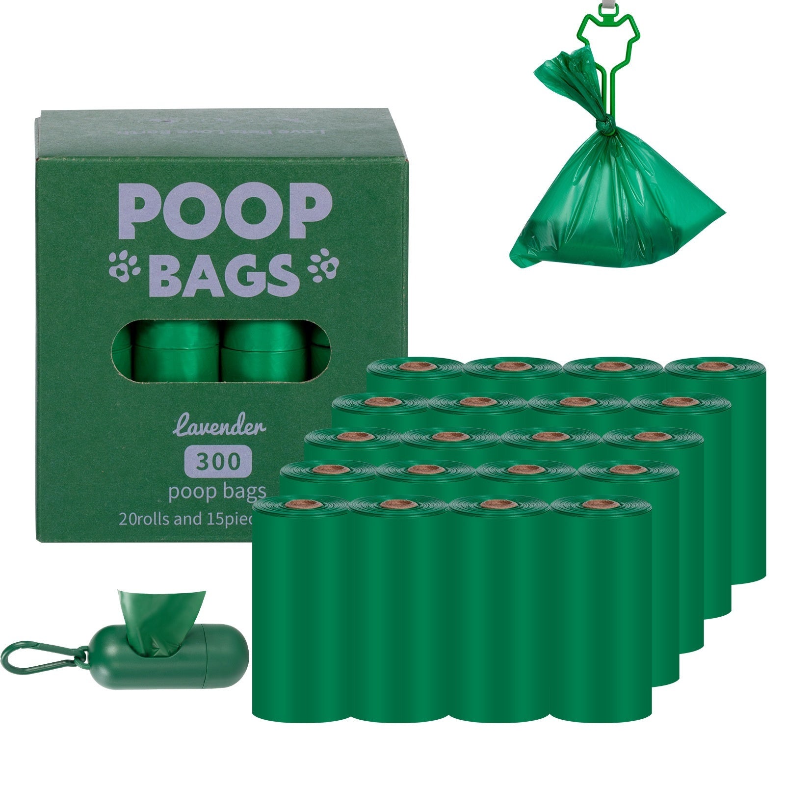 Vest Style Dog Waste Bags 120 Count Degradable Poop Picking Bags Green PE Material