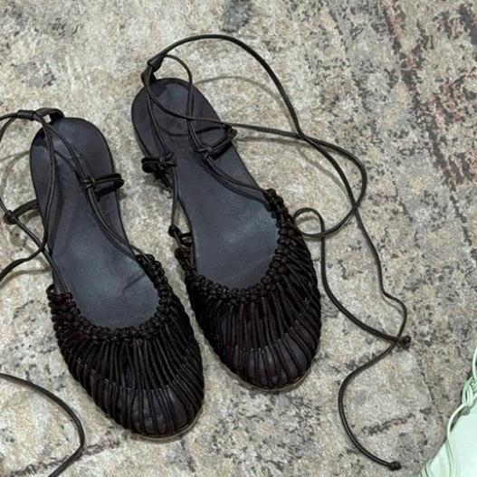 Niche Handmade Weave Vintage Genuine Leather Twine Grip Sandals