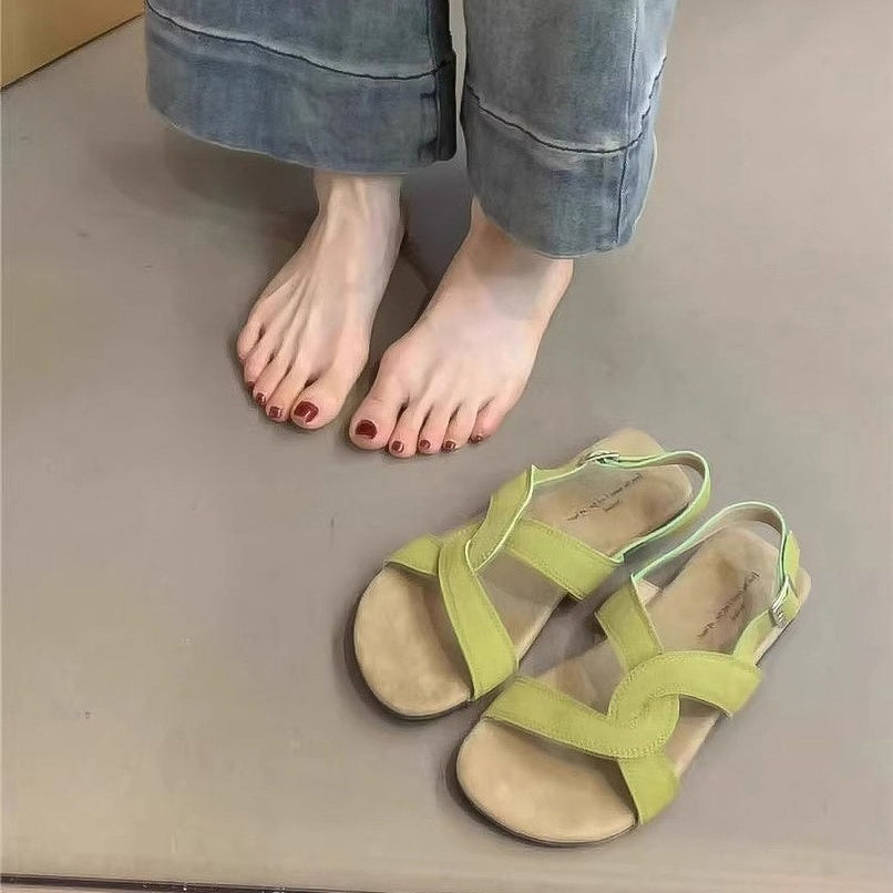 Retro Cross Strap Buckle Sandals - Women's Summer Vintage Style Shoes