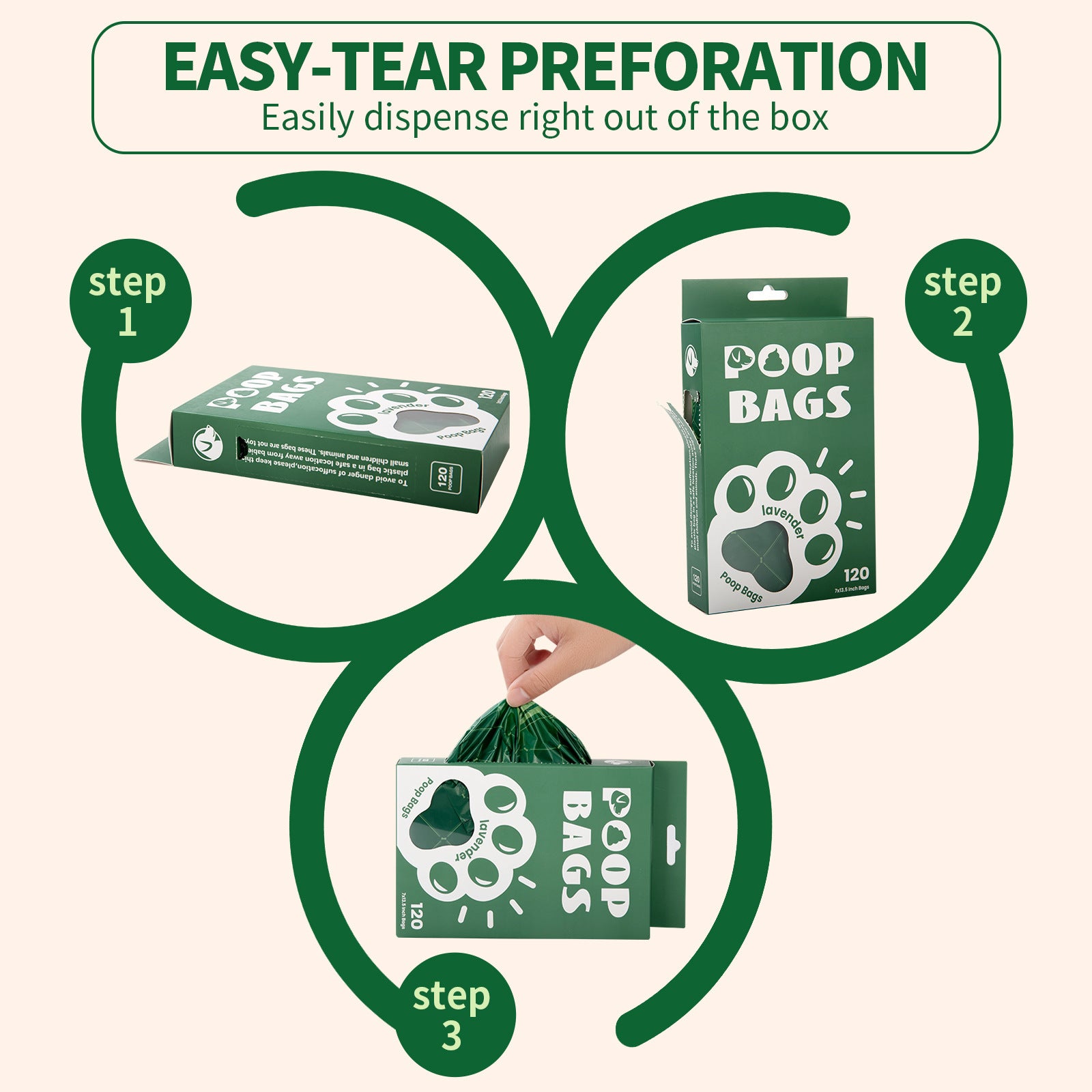 Vest Style Dog Waste Bags 120 Count Degradable Poop Picking Bags Green PE Material