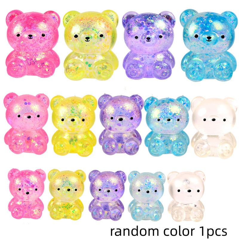 Assorted translucent glitter maltose bear stress toys, random color style
