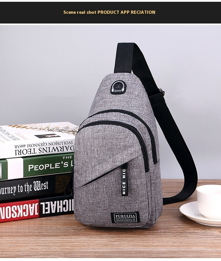 Casual Youth Korean Style Shoulder Bag For Men Oxford Cloth Messenger Bag Solid Color