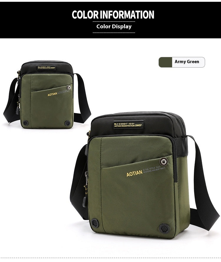 Men's Shoulder Crossbody Bag Outdoor Travel Waterproof Ultra Lightweight Wear Resistant Oxford Cloth Personalization