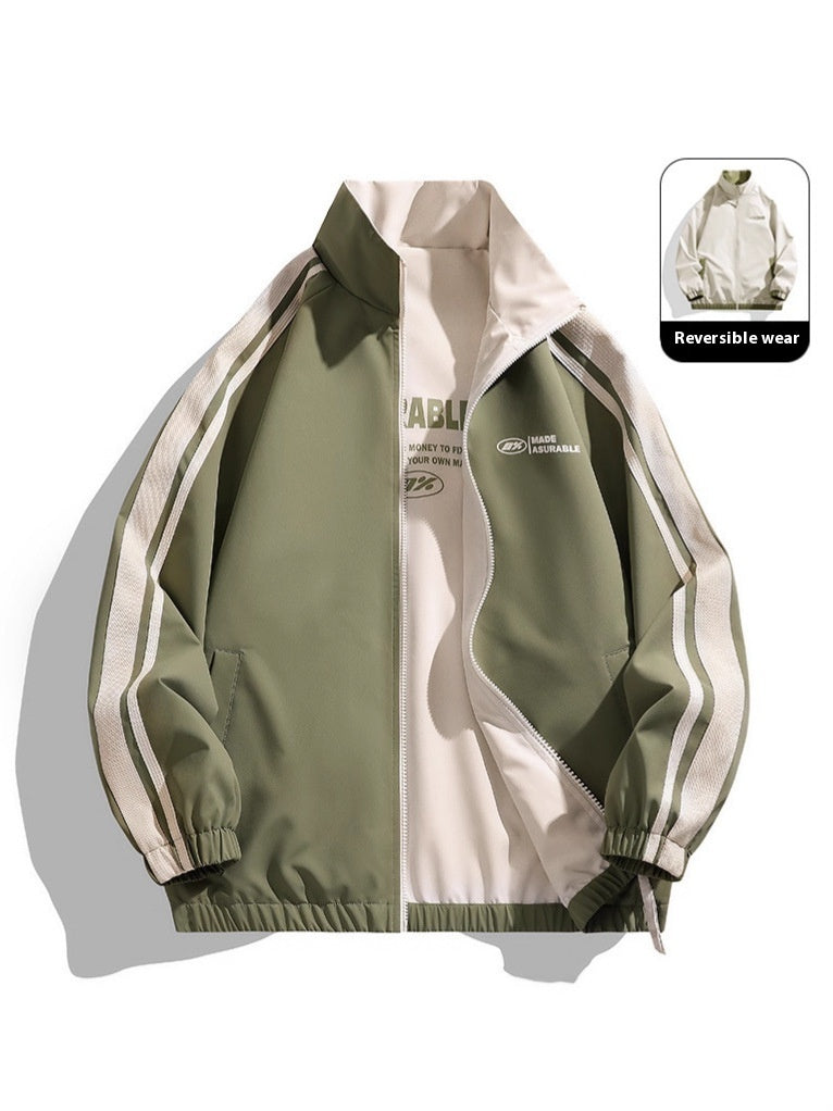 Men's Casual Cardigan Stand-up Collar Jacket Double-sided Wear All-matching