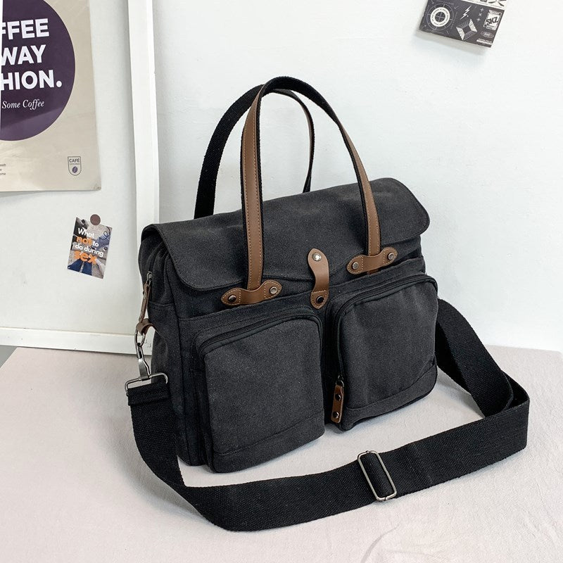 Outdoor Travel Canvas Crossbody Bag For Men With Multi Compartment Large Capacity And Breathable Lining