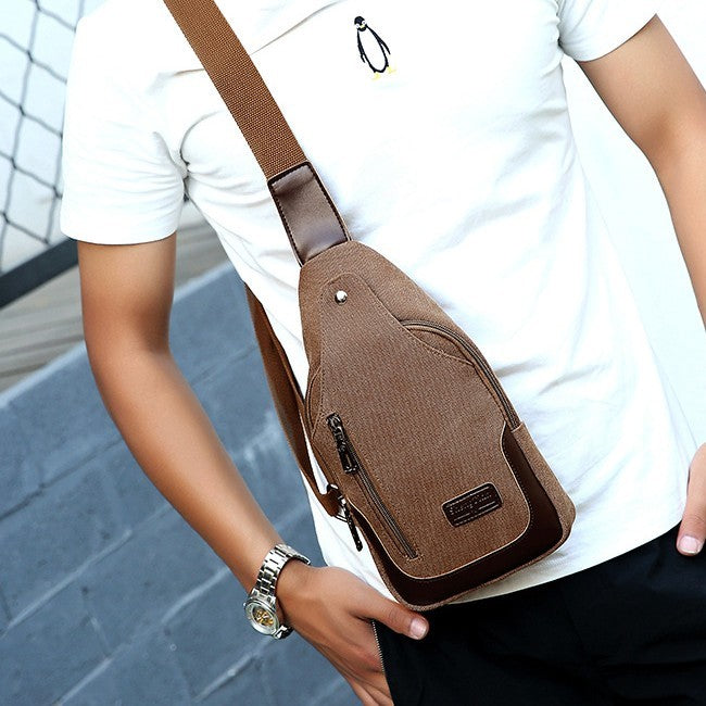 Wear Resistant Large Capacity Canvas Crossbody Chest Bag For Travel 17x7x30 cm Blue Black Brown Army Green Khaki