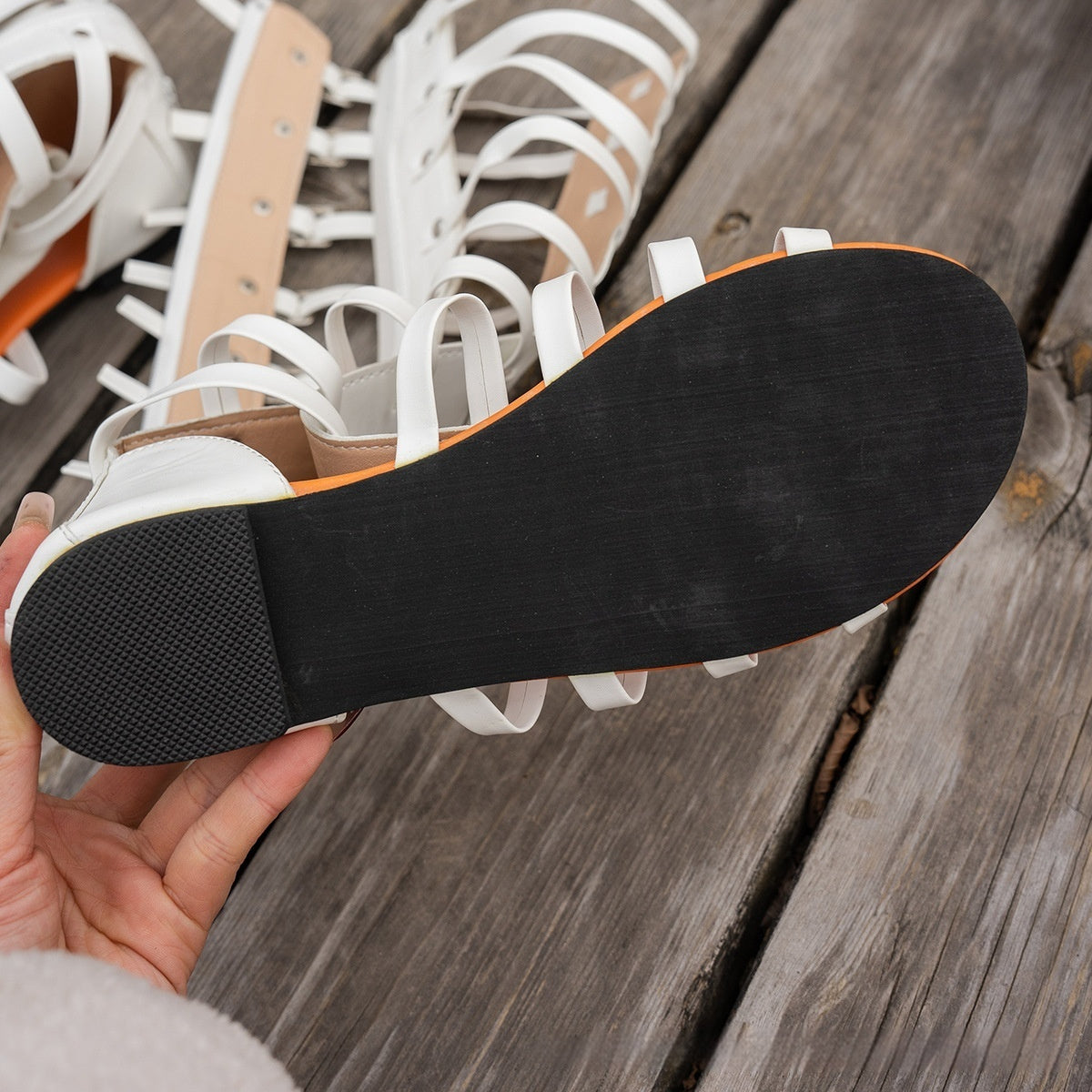 Roman Style Flat Sandals with Metal Buckle - Pointed Toe Design