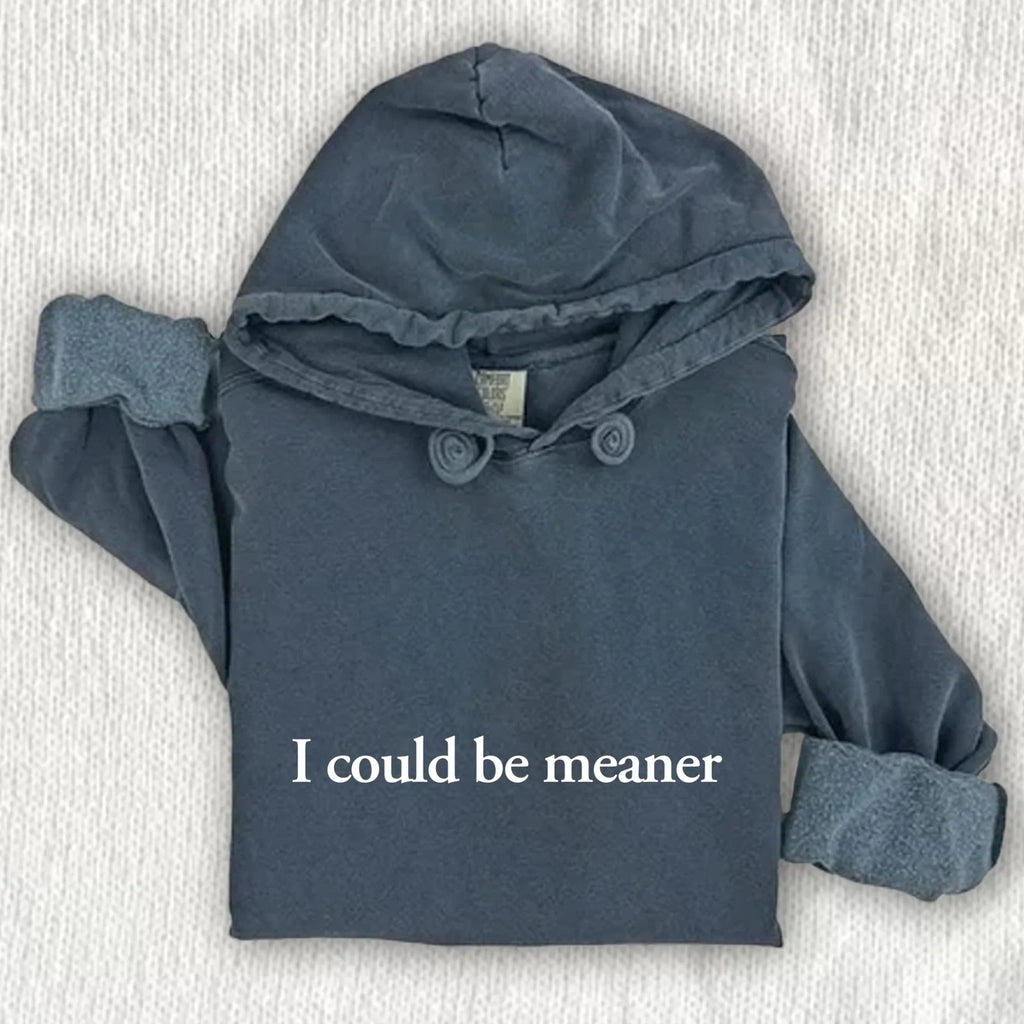 Navy blue hoodie sweatshirt with drawstring hood and kangaroo pocket