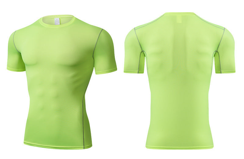 Men's Tight Fit Short Sleeve Basketball Workout Shirt for Running Fitness and Cycling with Polyester Lining