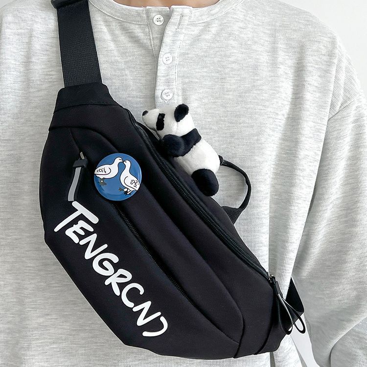 Mens Chest Bag Crossbody Nylon Leisure Sports Cargo Shoulder Bag With Three Dimensional Pockets And Street Style