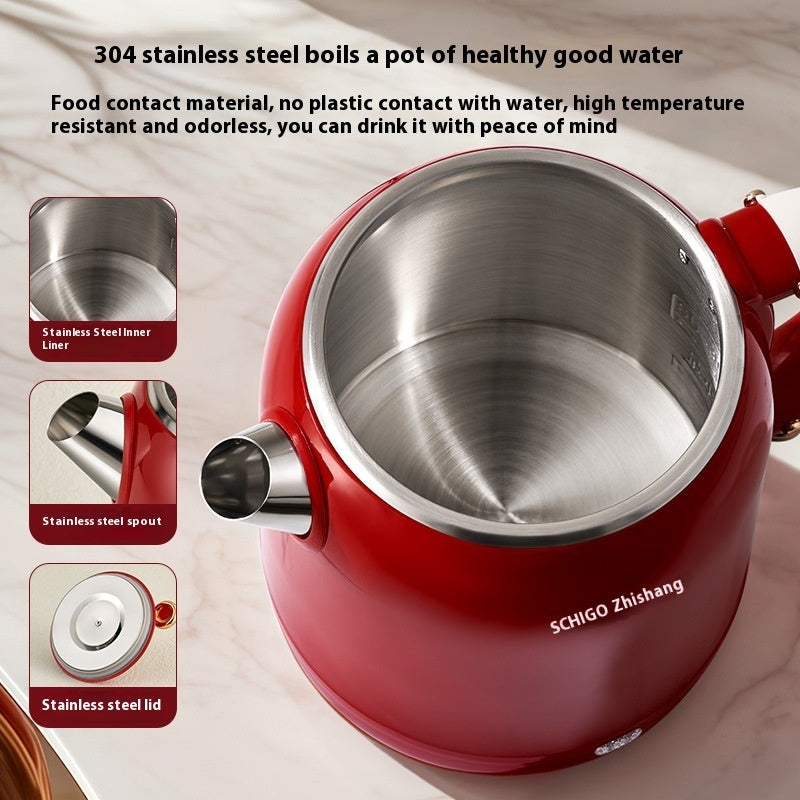 Portable Travel Kettle Heat Keeping Mini 1000W 1500W Automatic Power Off Red White Stainless Steel Liner Serves 3 To 5