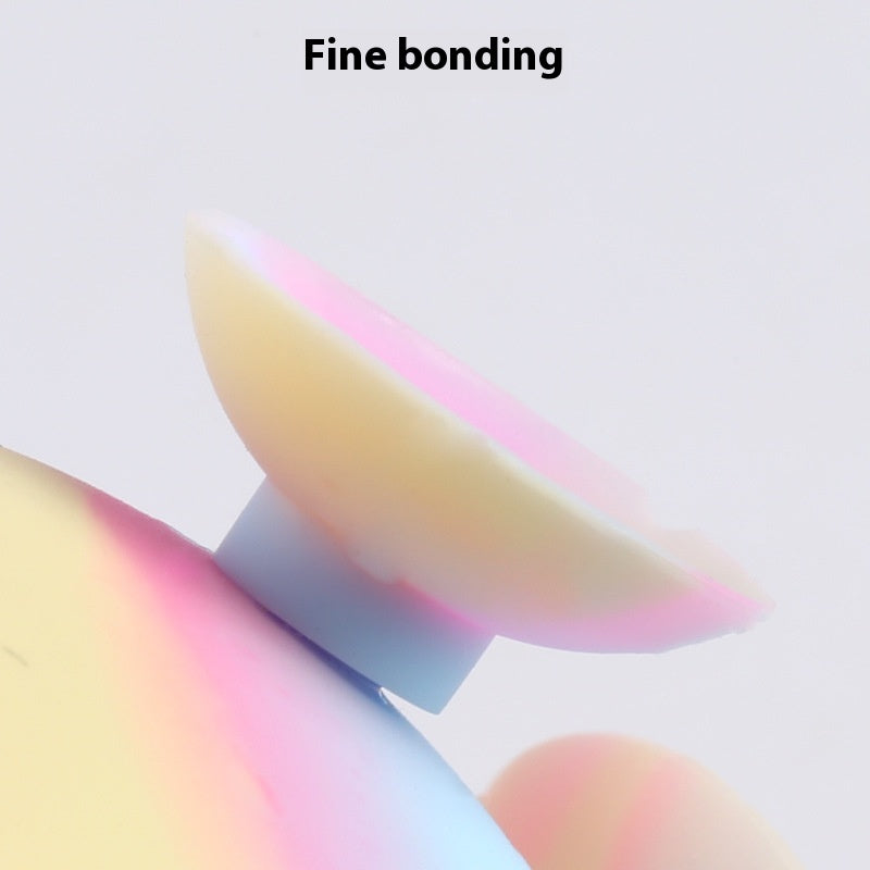 Silicone stress ball finger-squeeze part with smooth pastel rainbow surface