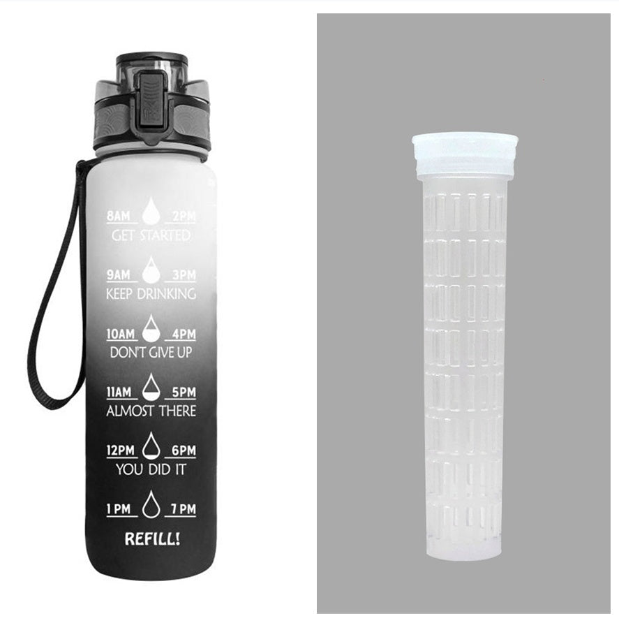 1L Motivational Water Bottle with Time Markers - Tritan Sports Bottle