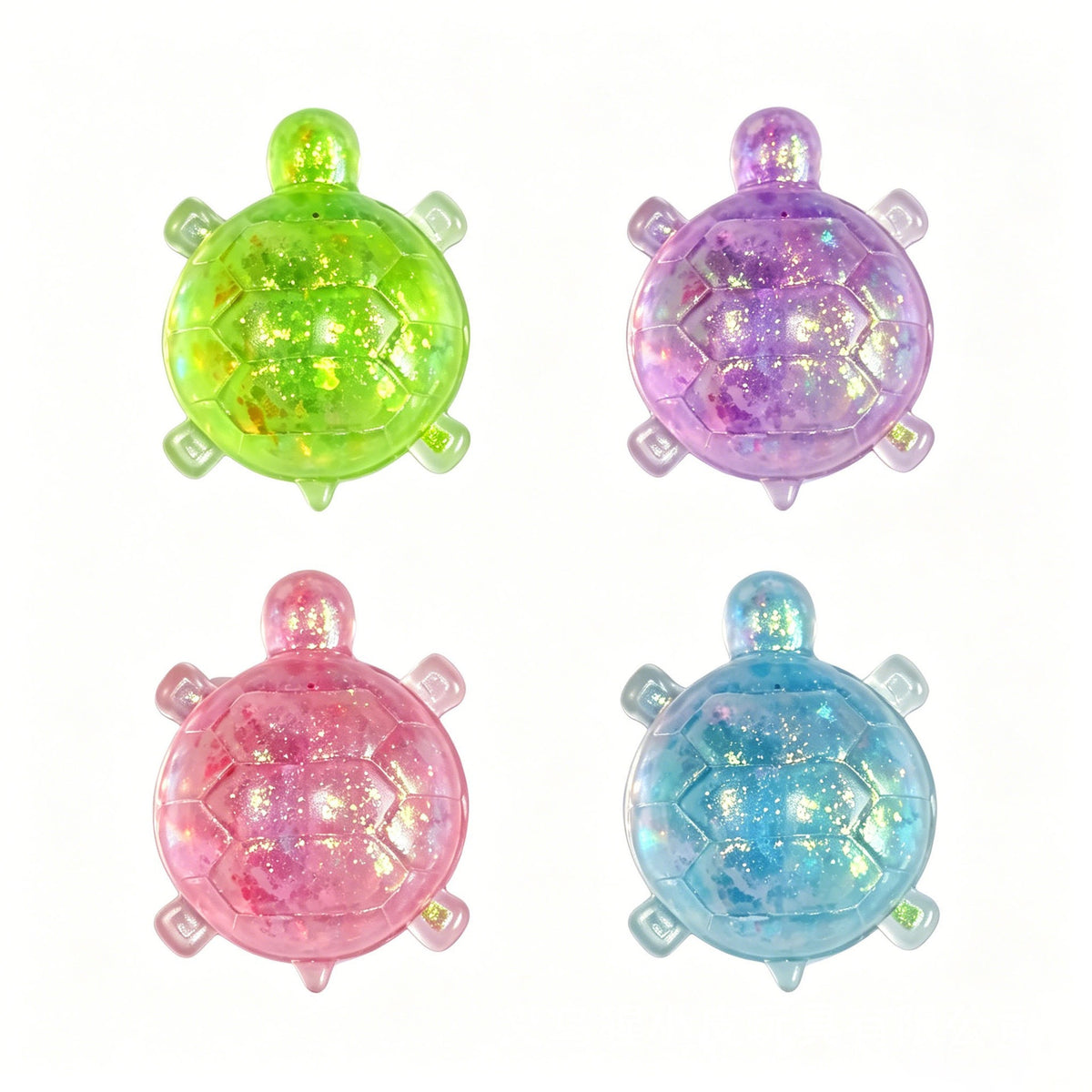 Assorted glitter bubble-bead sea star stress toys: green, purple, pink, blue