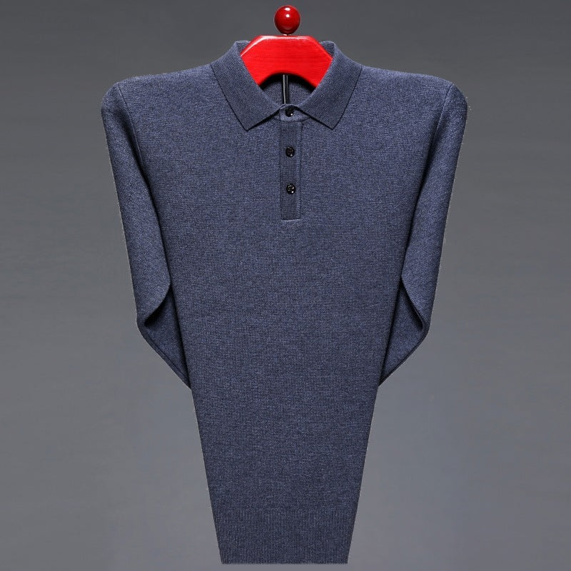 European And American Thickened Solid Color Polo Collar Knitwear Sweater