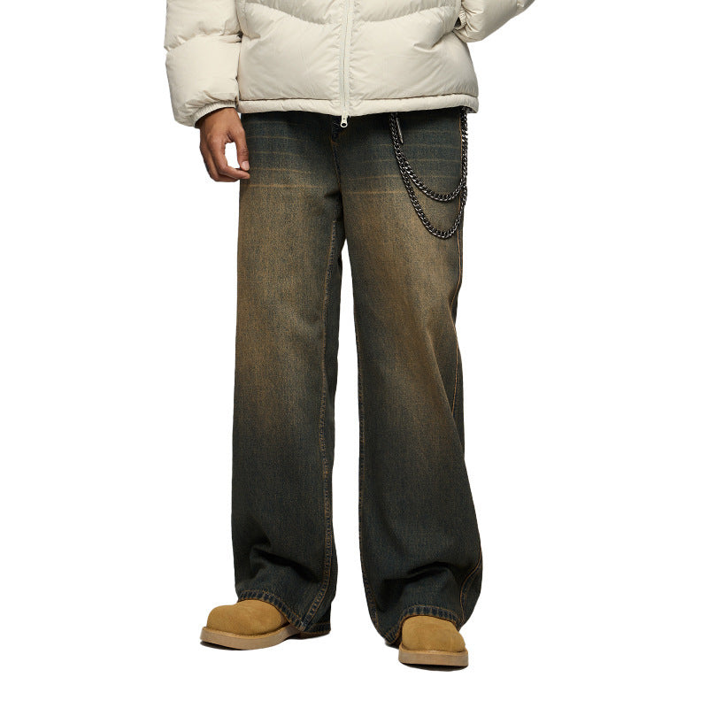 Men's Clothing Street Three-dimensional Cutting Worn Jeans