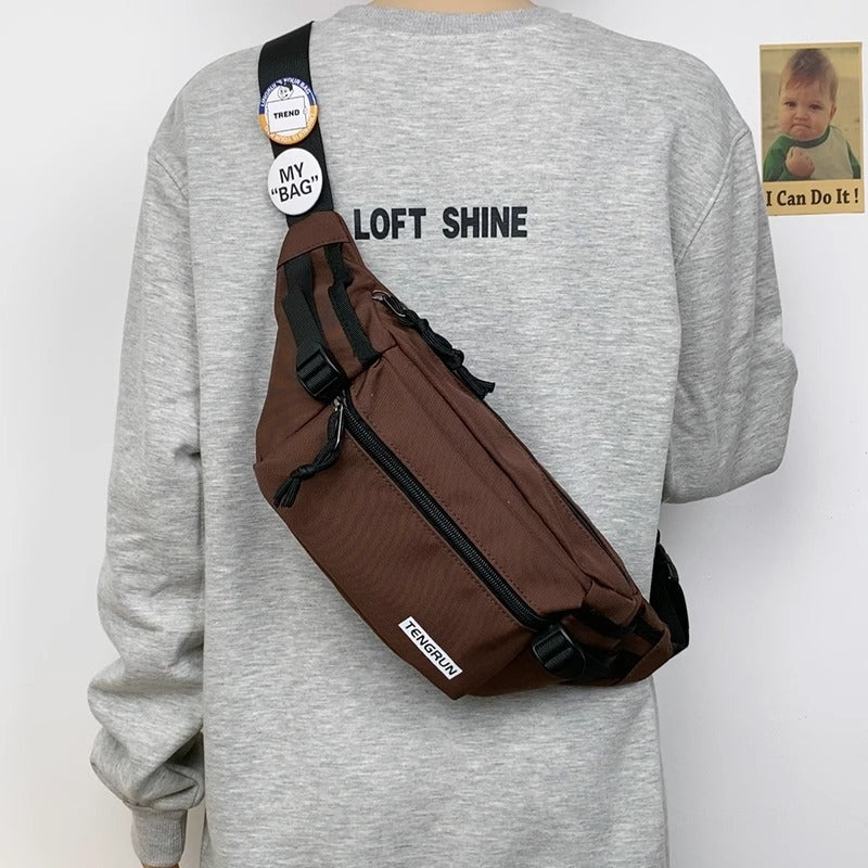 Trendy Chest Bag for Men One Shoulder Waist Pack Oxford Cloth Durable Sport Crossbody Bag