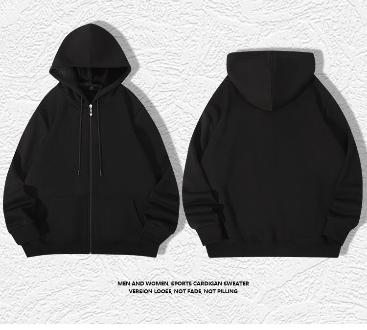 420g European And American Plus Size Zipper Hooded Sweater Men