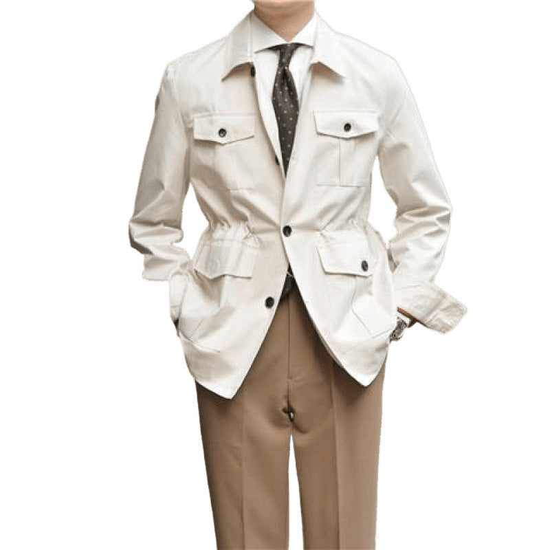 Casual Workwear Jacket Pu Handsome Lapel Retro Easy Matching Coat