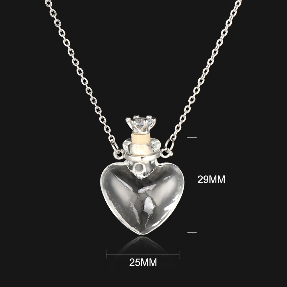Glass Bottle Pendant Necklace – Geometric Titanium Steel Chain | 10 Styles