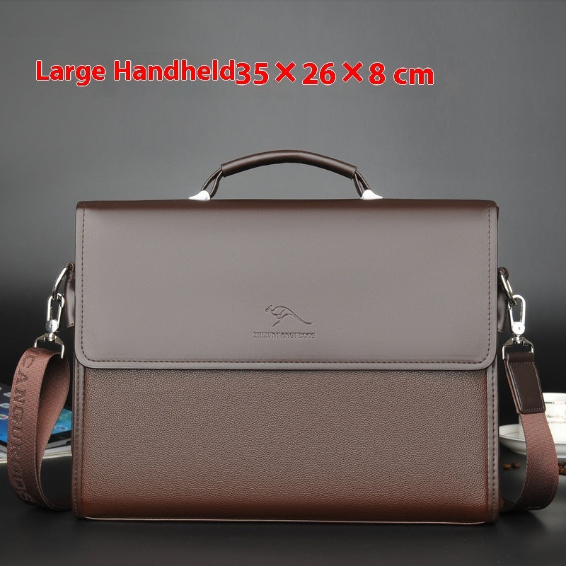 Men's PU Leather Handbag Business Briefcase Crossbody Shoulder Bag For Daily Use In Brown Or Black